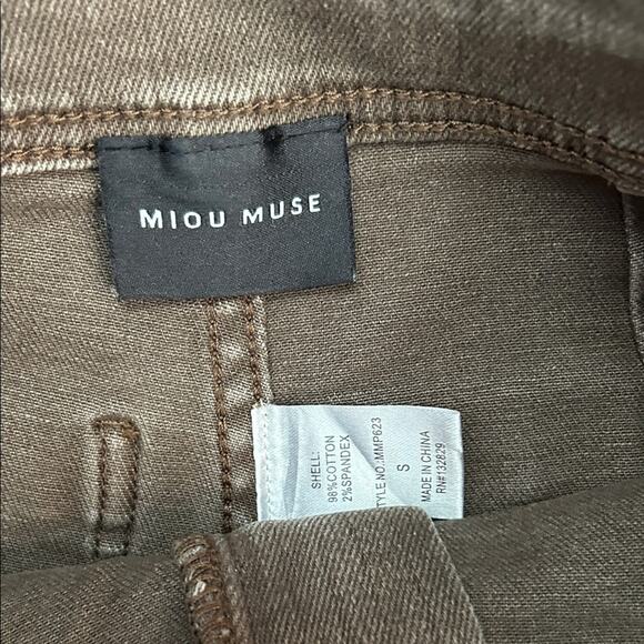 Miou Muse Straight Wide Leg Denim Pants in Mushroom, Size Small (XS Waist) - Picture 13 of 15